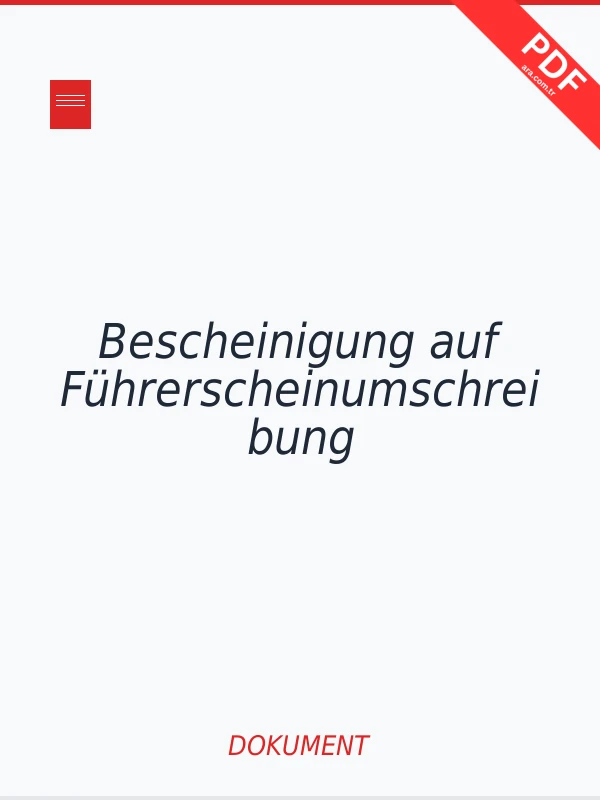 Bescheinigung auf Führerscheinumschreibung PDF indir