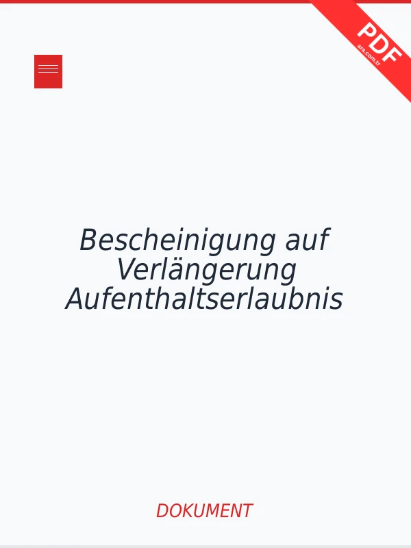 Bescheinigung auf Verlängerung Aufenthaltserlaubnis PDF indir