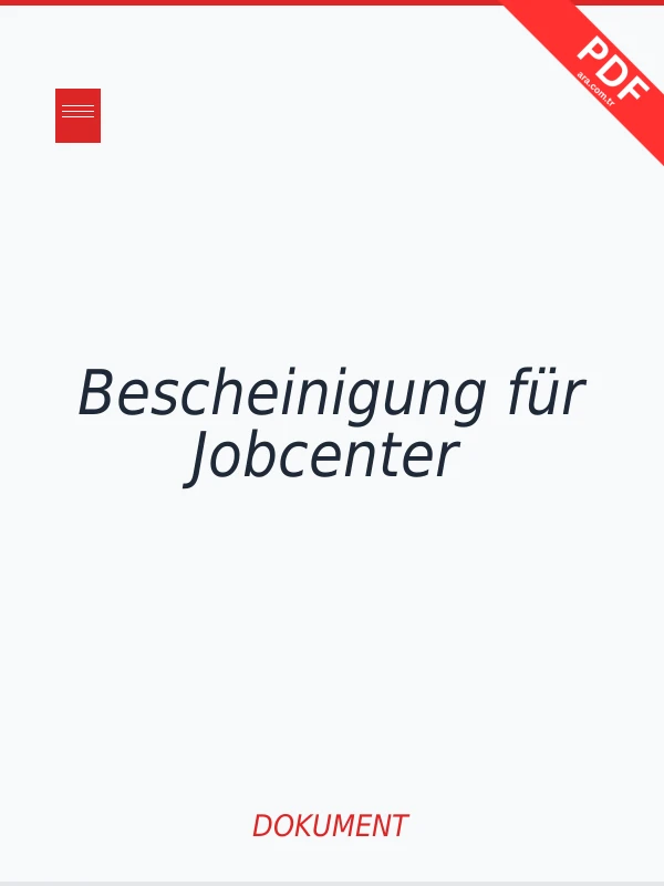 Bescheinigung für Jobcenter PDF indir