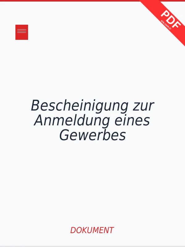 Bescheinigung zur Anmeldung eines Gewerbes PDF indir