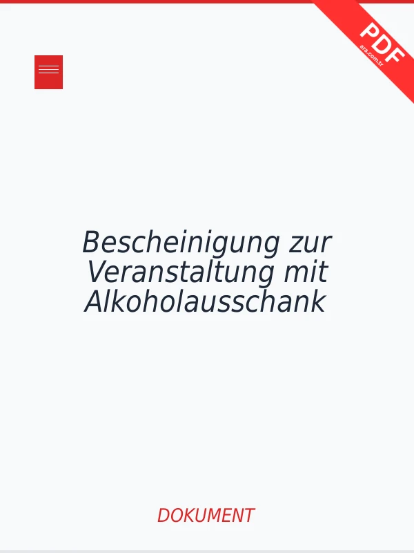 Bescheinigung zur Veranstaltung mit Alkoholausschank PDF indir