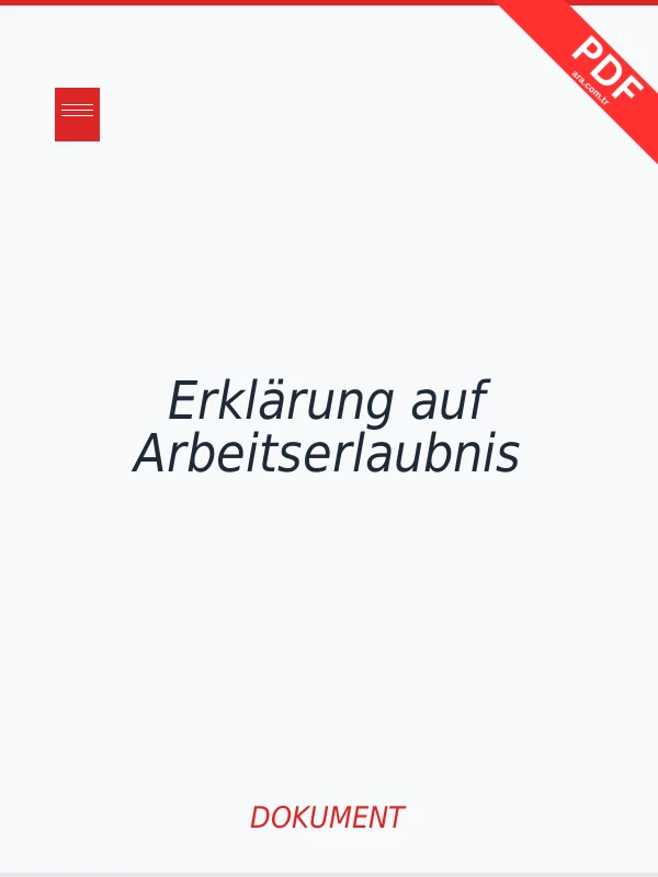 Erklärung auf Arbeitserlaubnis Dokument-Cover