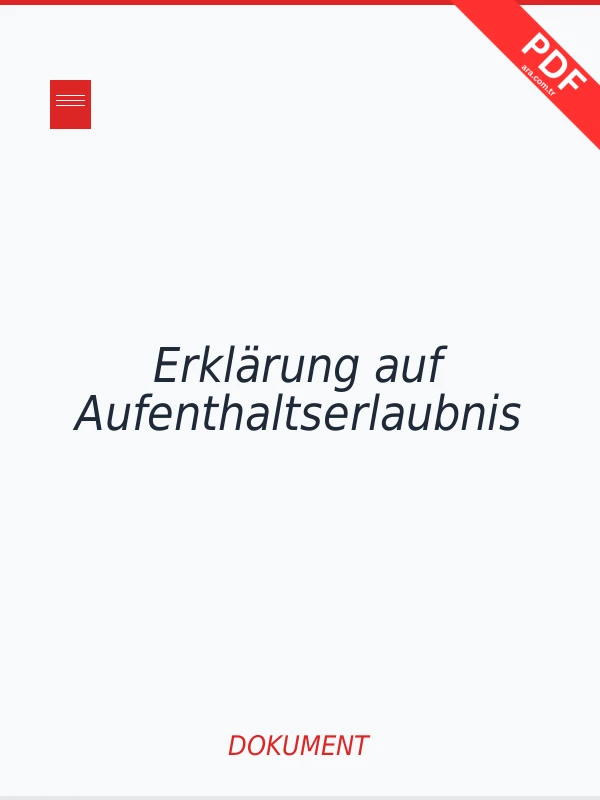 Erklärung auf Aufenthaltserlaubnis Dokument-Cover