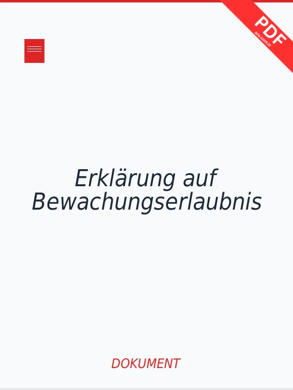Erklärung auf Bewachungserlaubnis Dokument-Cover