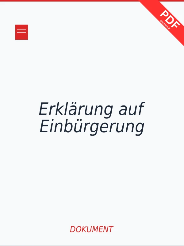 Erklärung auf Einbürgerung Dokument-Cover
