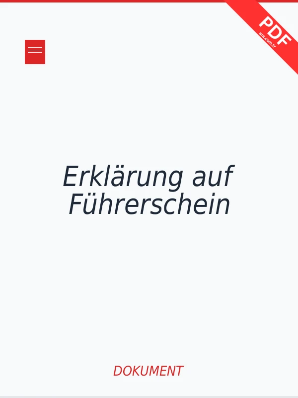 Erklärung auf Führerschein Dokument-Cover