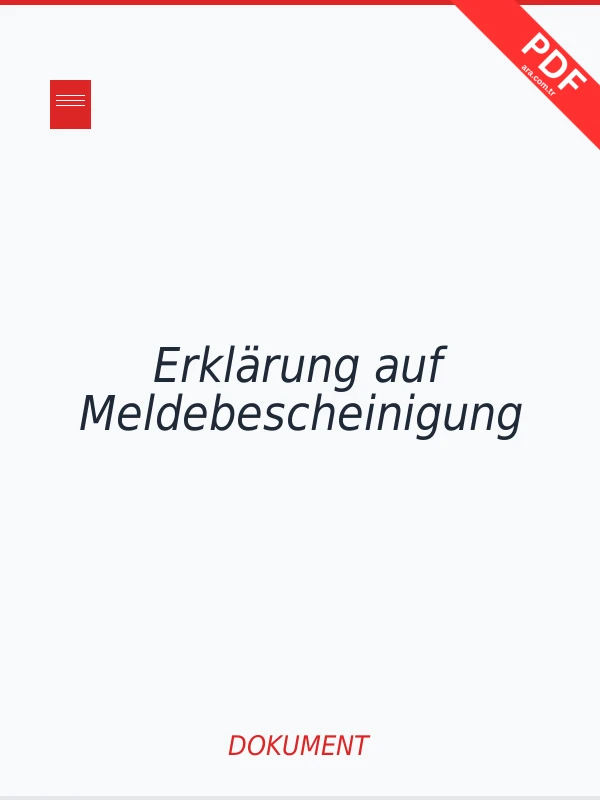 Erklärung auf Meldebescheinigung Dokument-Cover