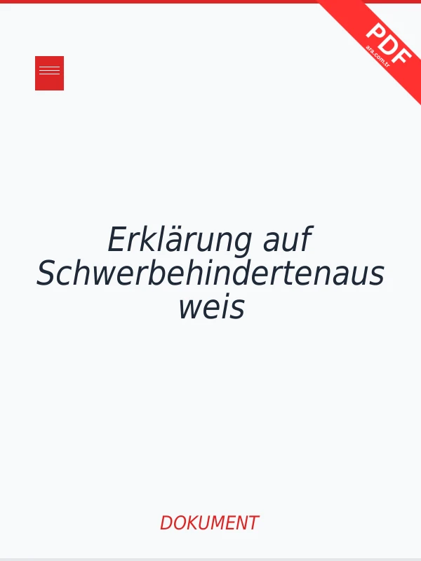 Erklärung auf Schwerbehindertenausweis Dokument-Cover