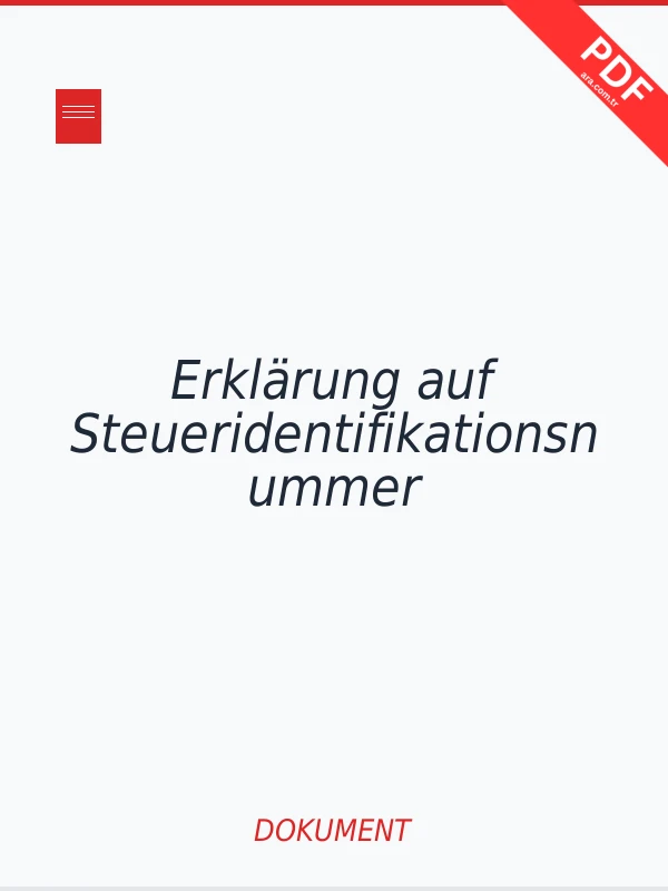 Erklärung auf Steueridentifikationsnummer Dokument-Cover