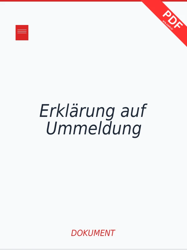 Erklärung auf Ummeldung Dokument-Cover