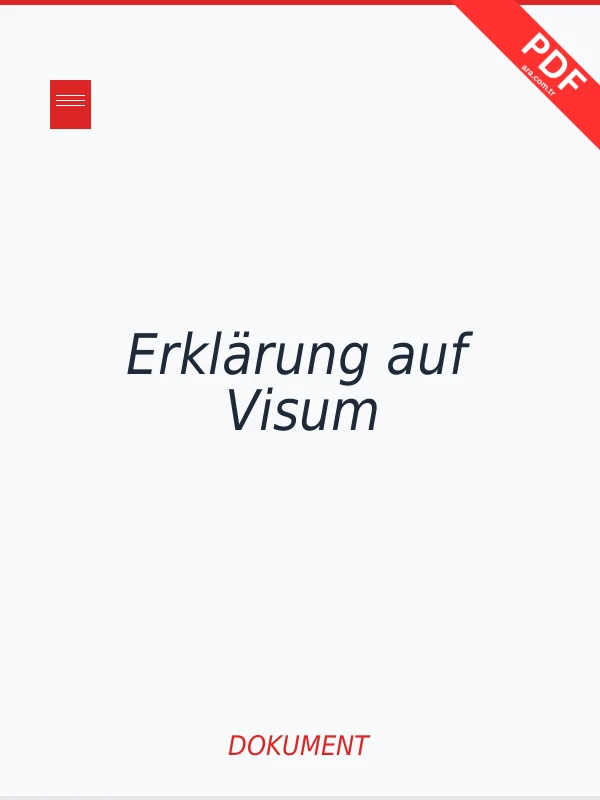 Erklärung auf Visum Dokument-Cover