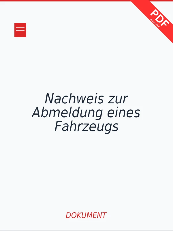 Nachweis zur Abmeldung eines Fahrzeugs
